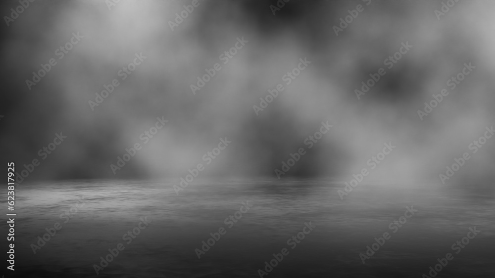 Empty dark abstract cement floor and studio room with smoke float up interior texture for display products wall background Empty dark abstract cement floor and studio room with smoke float up interior texture for display products wall background
