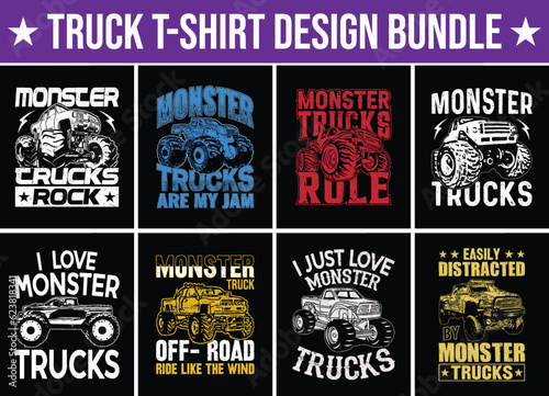 Monster Truck T-shirt Design Bundle. monster vector t-shirt designs, t-shirt bundle.kids monster jam shiirts,