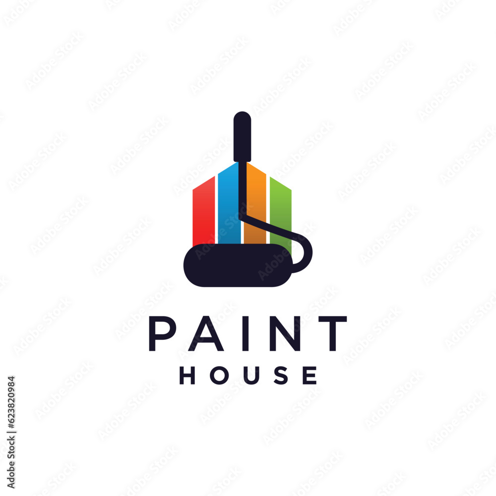 House painting logo vector with modern concept design House painting logo vector with modern concept design