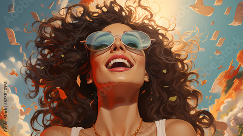Happy laughing woman with sunglasses