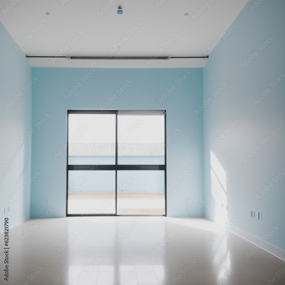 Fototapeta premium empty blue room. Generative AI
