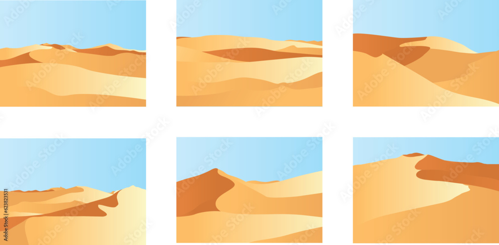 A vector collection of sand dunes for artwork compositions and backgrounds
