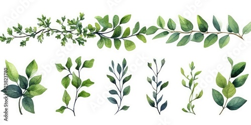Green Leaf Branches Collection for Wedding Stationary and Greetings AI Generated