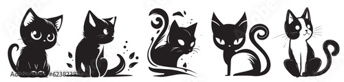 Photo Cats vector illustration silhouette laser cutting black and white shape