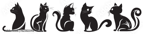 Cats vector illustration silhouette laser cutting black and white shape