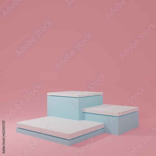 Product Stand in pink room ,Studio Scene For Product ,minimal design,3D rendering 