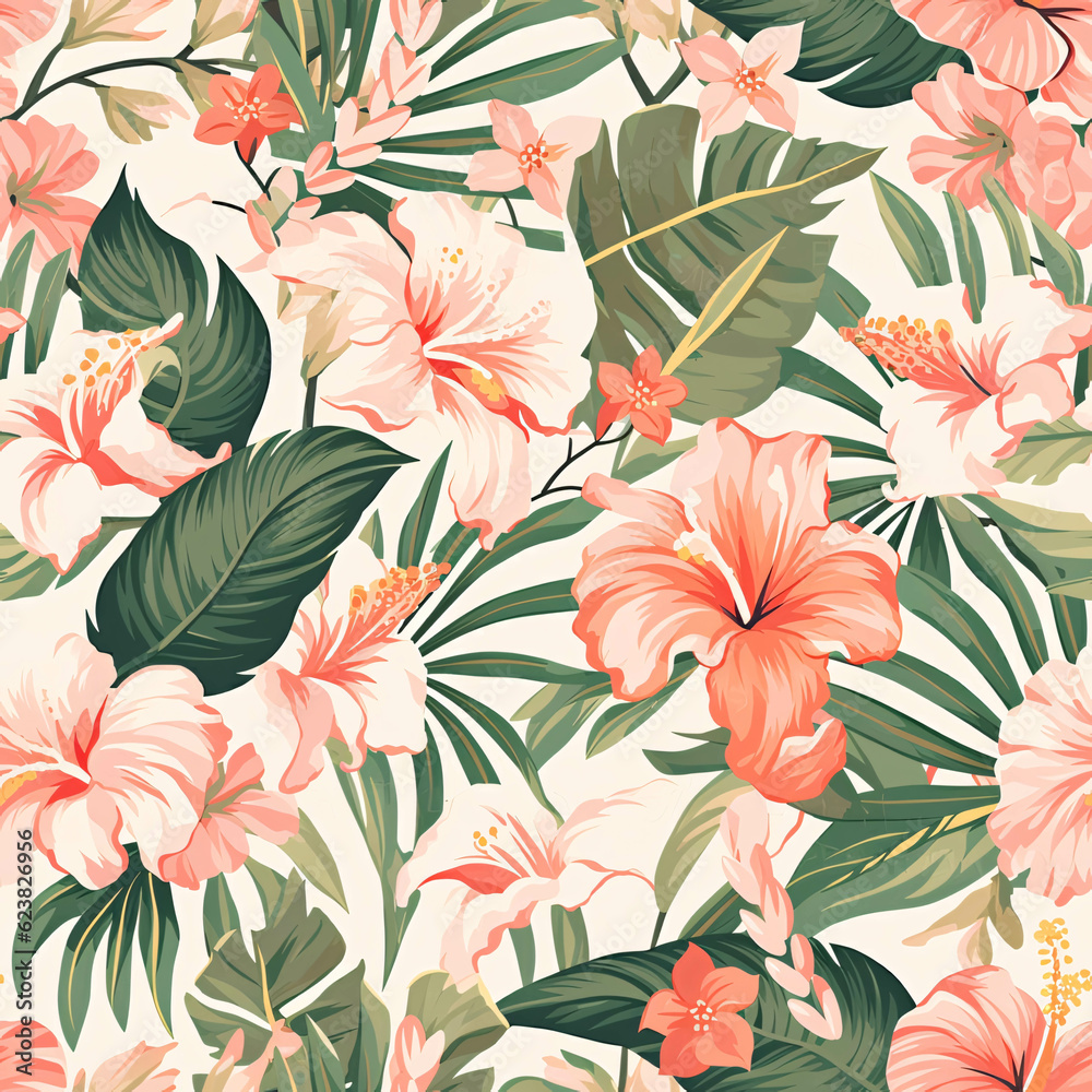seamless tropical plants and flowers seamless pattern vector seamless tropical plants and flowers floral background.. seamless tropical plants and flowers seamless pattern vector seamless tropical plants and flowers floral background..