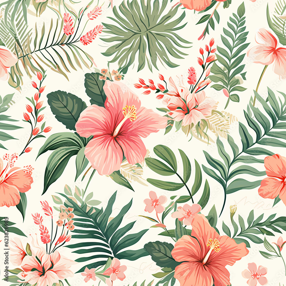seamless tropical plants and flowers seamless pattern vector seamless tropical plants and flowers floral background.. seamless tropical plants and flowers seamless pattern vector seamless tropical plants and flowers floral background..
