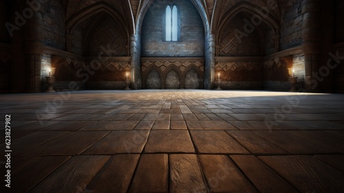 3D illustration fantasy medieval throne room in the castle.