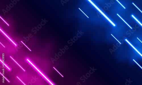 Speed Lines, Neon Light Particles, Stripes Seamless Pattern Design. Moving Fast Shooting Stars, Meteorites on Dark Space Background. Seamless Holiday, Fabric, Cover, Ad, Fashion Pattern