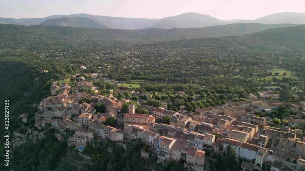 Slowly dropping down over historic buildings in traditional French village Slowly dropping down over historic buildings in traditional French village