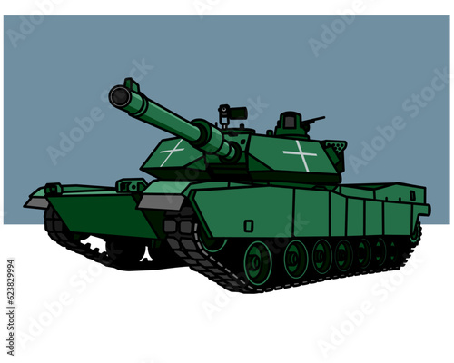 Abrams M1 Main battle tank. A modern combat vehicle. Vector image for prints, poster and illustrations.
