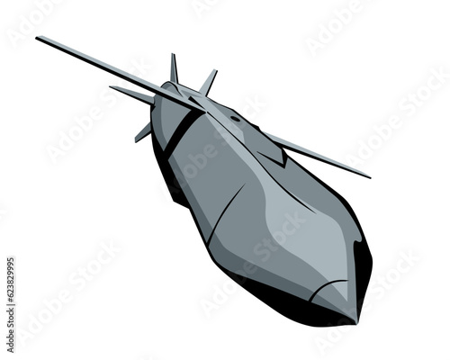 An attacking Storm Shadow cruise missile. Cruise missile strike. Isolated image for prints, poster and illustrations. photo