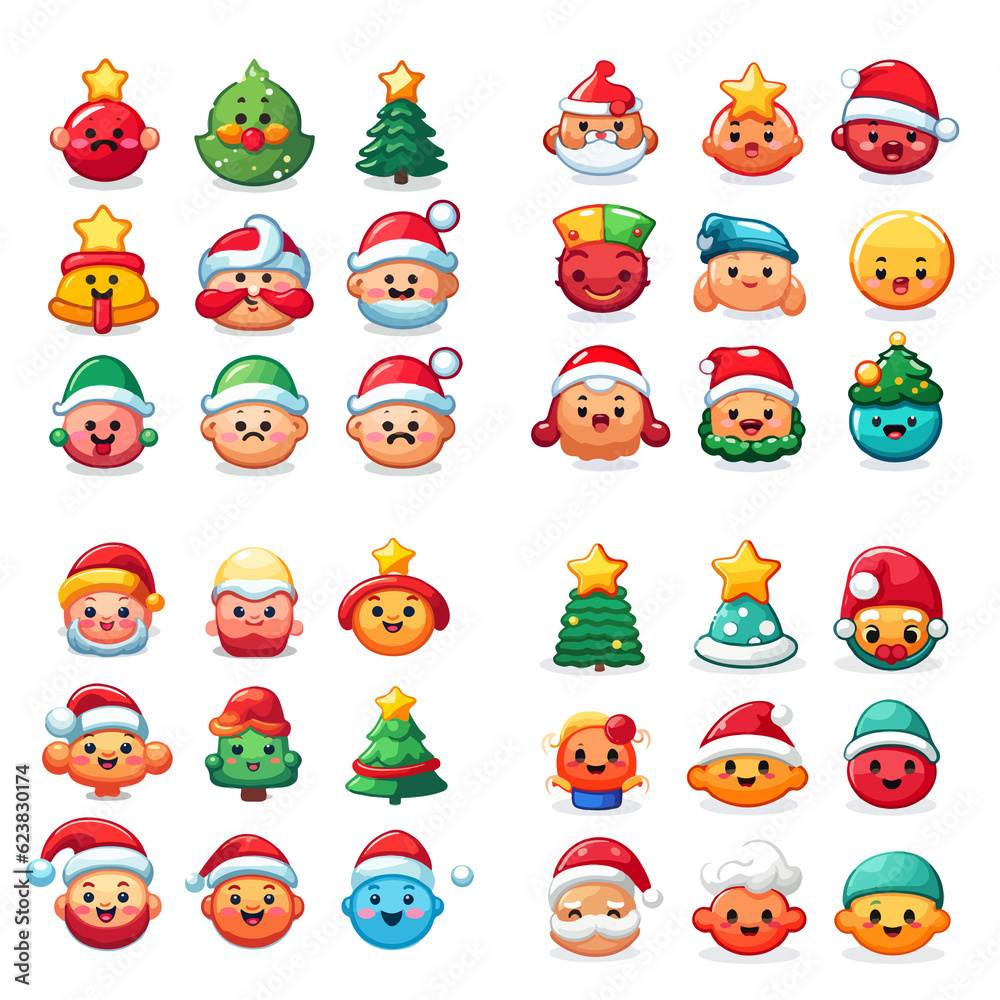 christmas, santa, hat, cartoon, vector, holiday, claus, xmas, winter, illustration, celebration, face, santa claus, snow, fun, beard, cute, character, season, smile, red, gift, boy, happy, decoration