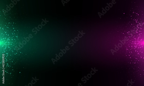 Abstract falling color lights. Magic neon dust and glare. Festive Christmas background. Glowing particles rain. Vector illustration. Particles and confetti on a red and blue side