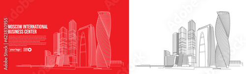 Moscow international business center Line Art Vector.