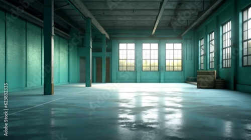 An empty warehouse floor, Generative AI.