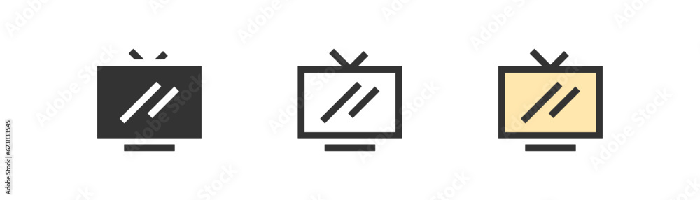 TV icon isolated on white background. Television, broadcast symbol. Video, stream, chanel, media, antenna. Flat design for web UI. Vector illustration. TV icon isolated on white background. Television, broadcast symbol. Video, stream, chanel, media, antenna. Flat design for web UI. Vector illustration.
