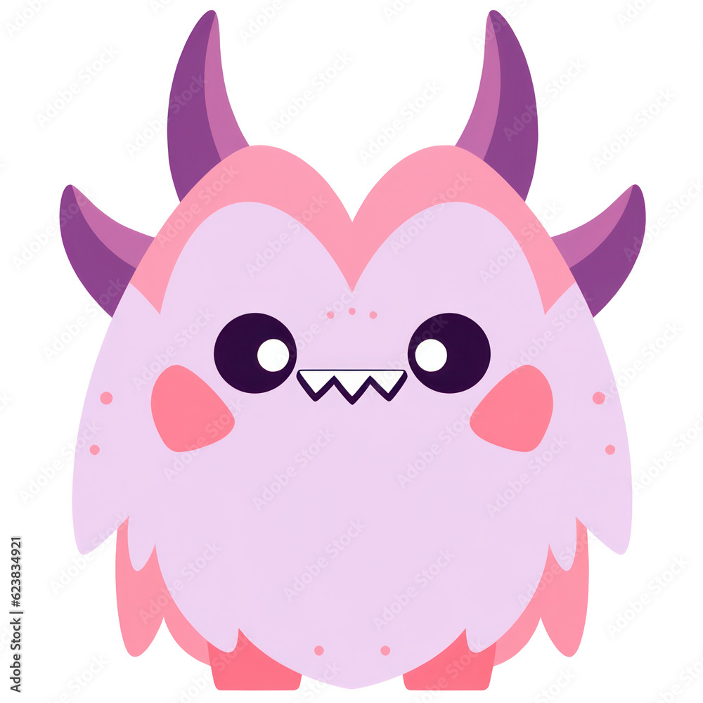 Cute Fantasy Halloween Cartoon Pink Monster Character in Flat Design, Isolated on Transparent Background. Generative AI Cute Fantasy Halloween Cartoon Pink Monster Character in Flat Design, Isolated on Transparent Background. Generative AI