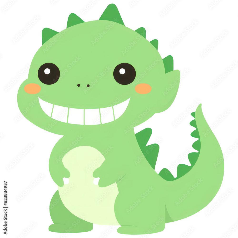 Obraz premium Cute Fantasy Halloween Cartoon Green Monster Character in Flat Design, Isolated on Transparent Background. Generative AI