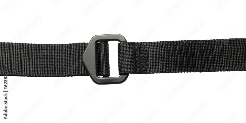 Black nylon fastening belt isolated on transparent or white background, png Black nylon fastening belt isolated on transparent or white background, png