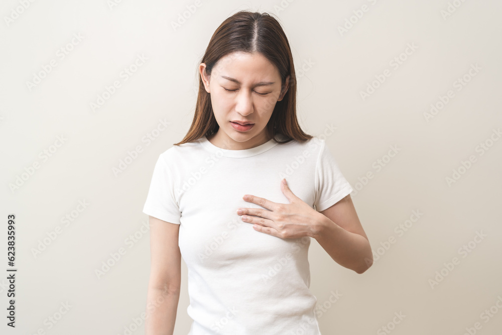 Acid reflux disease, suffer asian young woman have symptom