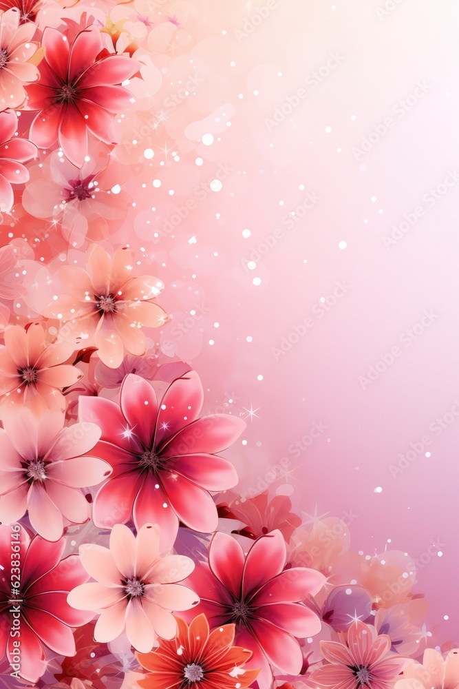 A Bunch Of Flowers That Are On A Pink Background. Bunch Of Flowers, Pink Background, Colorful Petals, Floral Arrangements, Bright Colors, Flower Meaning, Greeting Сard. Generative AI