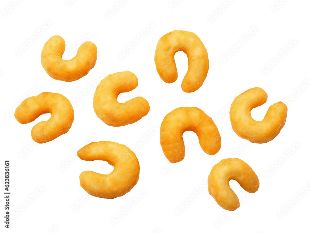 Cheese puffs isolated on transparent or white background, png