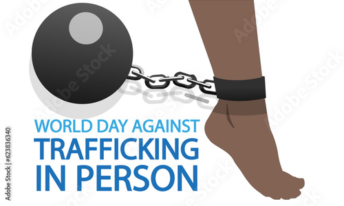 Against trafficking in person female leg, vector art illustration.