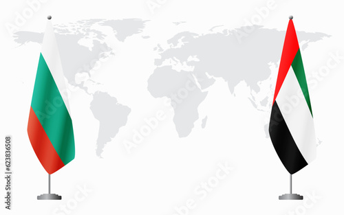 Bulgaria and United Arab Emirates flags for official meetin