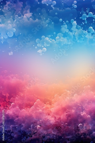 A Colorful Background With Bubbles Floating In The Air. Bubble Backgrounds, Color Theory, Color Combinations, Background Design, Visual Engagement, Air Bubbles, Greeting Сard. Generative AI