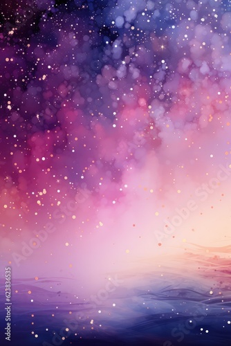A Painting Of A Purple And Blue Sky With Stars. Vibrant Sunset, Starry Night, Colorful Clouds, Purple And Blue, Astro Photography, Sky Art. Generative AI