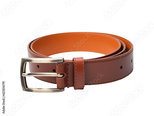 Leather belt isolated on transparent or white background, png