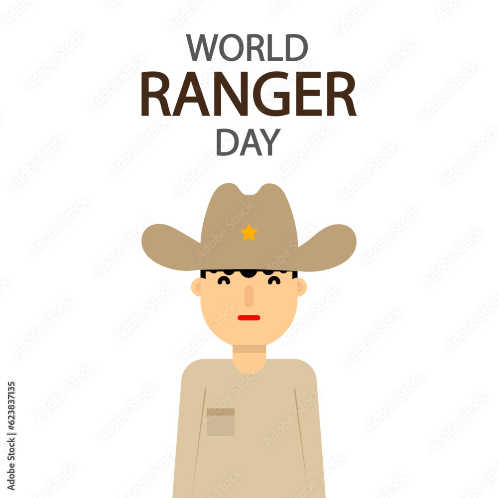 Ranger Day World man in uniform, vector art illustration.