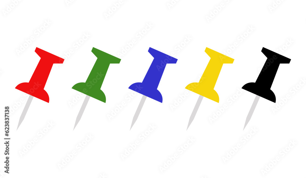 Pins icons. Simple colorful push pin illustration set. Pins icons. Simple colorful push pin illustration set.
