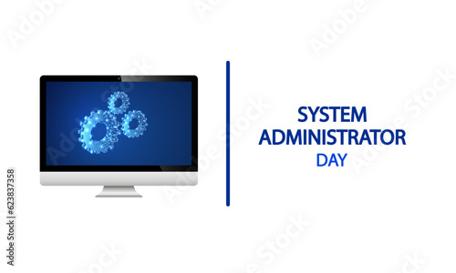 System Administrator Day computer, vector art illustration.