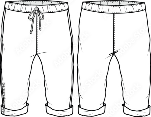 KIDS BOTTOM WEAR TROUSER AND JOGGER FASHION FLAT DESIGN VECTOR SKETCH