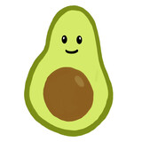 Avocado vector illustration in flat style isolated on white background. Cartoon vegetables.