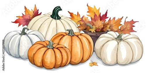 Pumpkins watercolor, generative ai