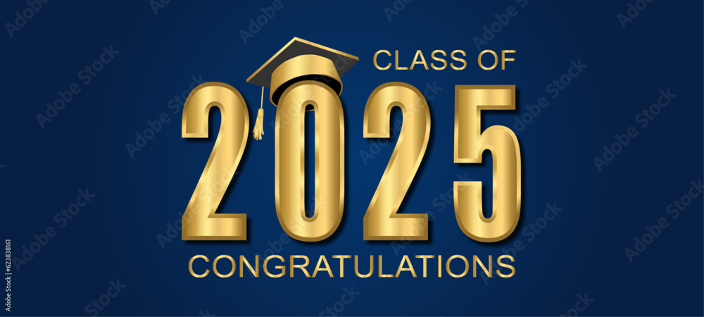 Class of 2025 Vector text for graduation gold design, congratulation event