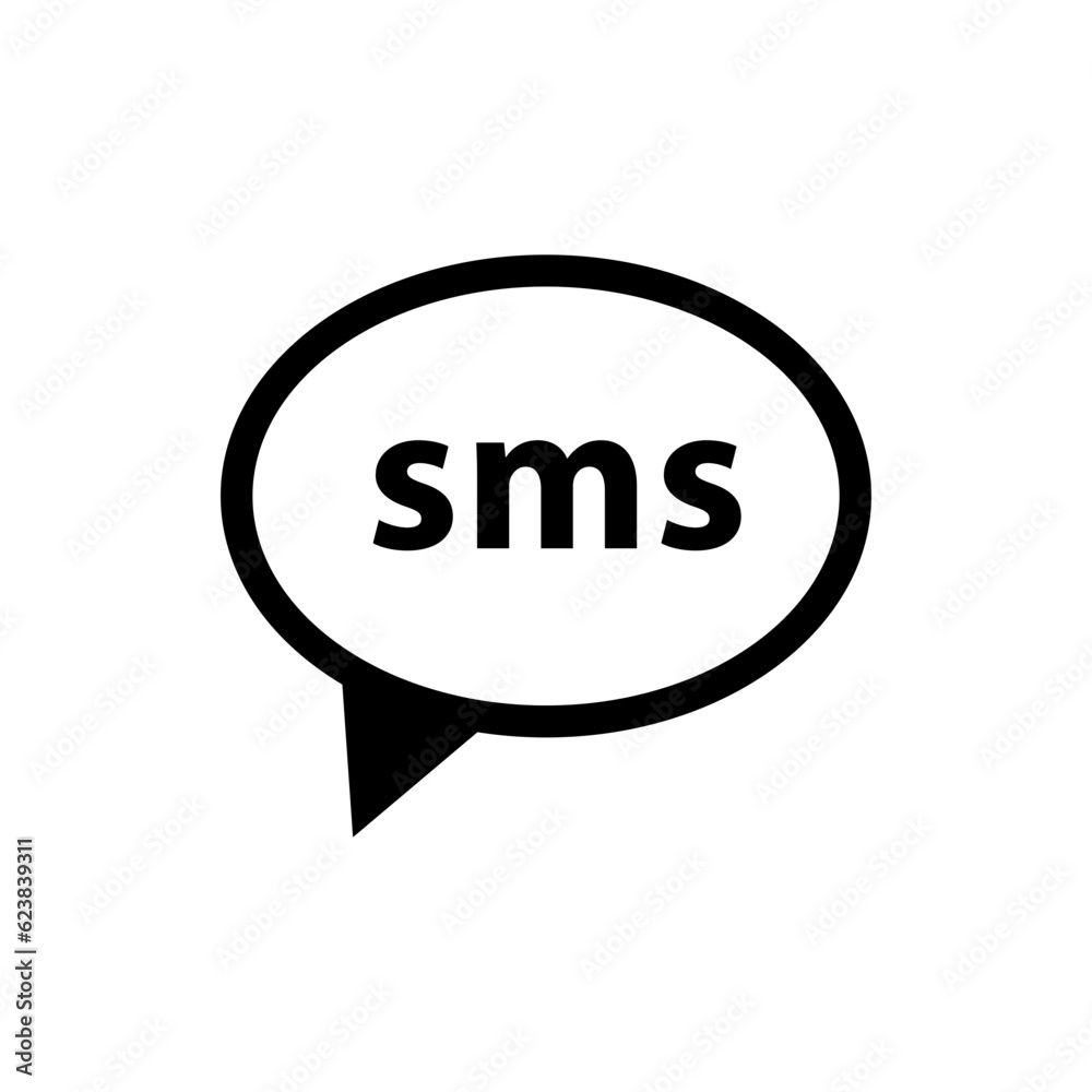sms icon in speech bubble, text message symbol, Short Message Service, message send icon	
