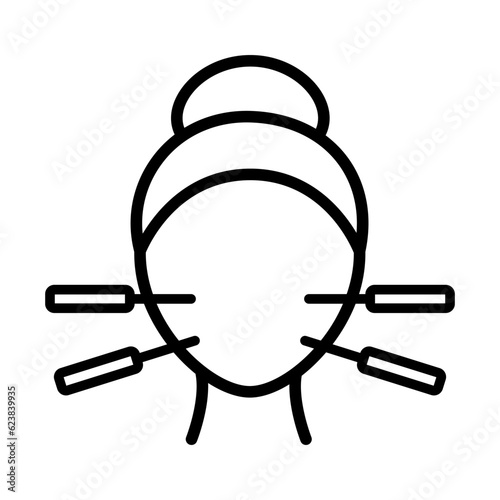 Face acupuncture icon. Outline face acupuncture vector icon for web design isolated on white