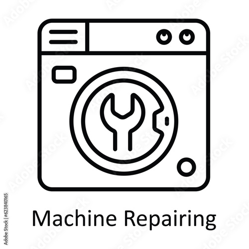 Machine Repairing Outline Icon Design illustration. Home Repair And Maintenance Symbol on White background EPS 10 File
