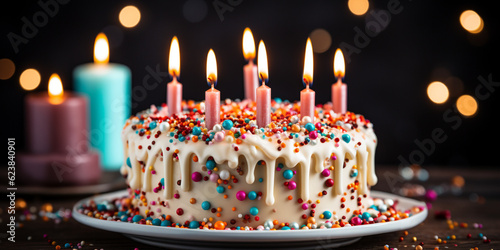 white background and Birthday cake Generative AI