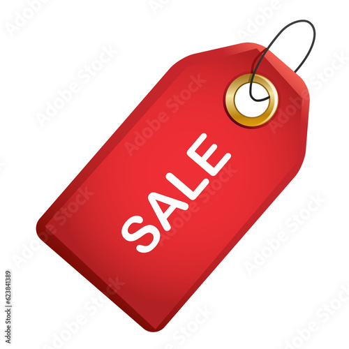 PNG Sale Tag With String. isolated on transparent background. PNG illustration.