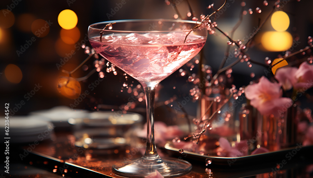 Pink cocktail on a table 