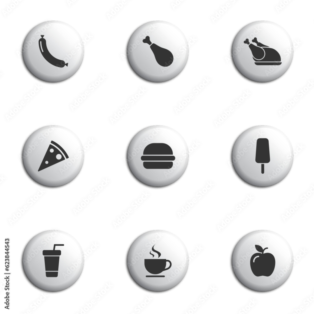 Meal кelated icon set. Food icon set. Flat vector illustration. Meal кelated icon set. Food icon set. Flat vector illustration.
