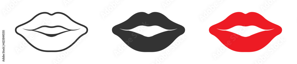 Lips icon isolated on a white background. Vector illustration. Lips icon isolated on a white background. Vector illustration.