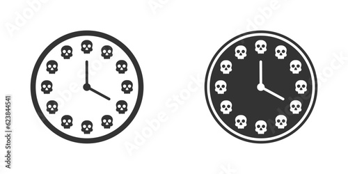 Clock face with skulls. Vector illustration.