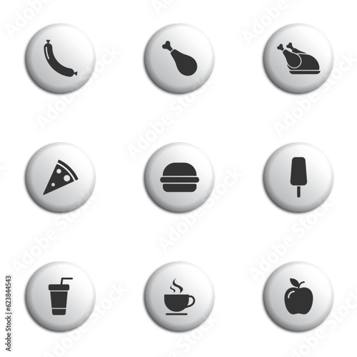 Meal кelated icon set. Food icon set. Flat vector illustration.